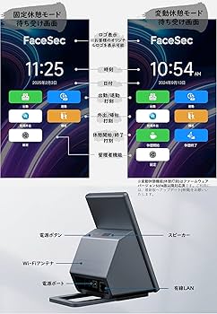 FaceSec（タイムレコーダー）高精度AI顔認証　5.5インチ据え置き型 Amazon.co.jp: FaceSec(ﾌｪｲｽｾｯｸ) タイムレコーダー AI顔認証
